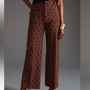 Anthropologie colette flower cropped wide leg pants